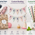 Custom Wrapping Paper, Bunting & Paper Straws